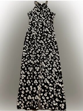 Candie's Black and White Floral Print Halter Maxi Dress Size S